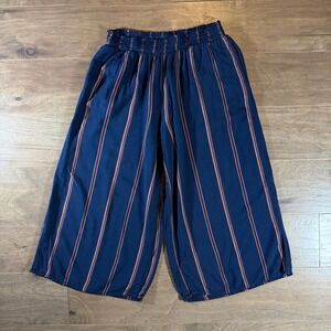 American Eagle Navy Striped Wide Leg Smocked Waist Culotte Pants Womens Large